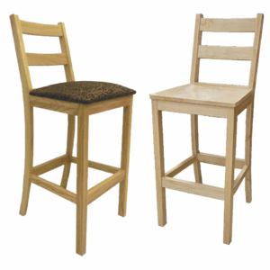 Ladderback Stool w/Wood & Upholstered Seat, Various Heights