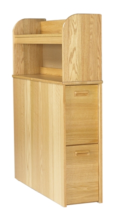 Nittany Reversible Bedside Storage Unit w/2 Pullout Drawers & Attached Bookshelf Carrel