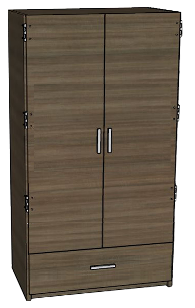Nittany Double Door Wardrobe w/Interior Shelf & Clothes Rod, Optional Drawers