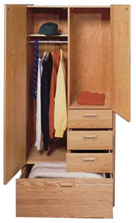 Nittany Wardrobe Chest w/Double Door, 1 Large Bottom Drawer, 3 Drawers on Right Side, Interior Shelf & Clothes Rod