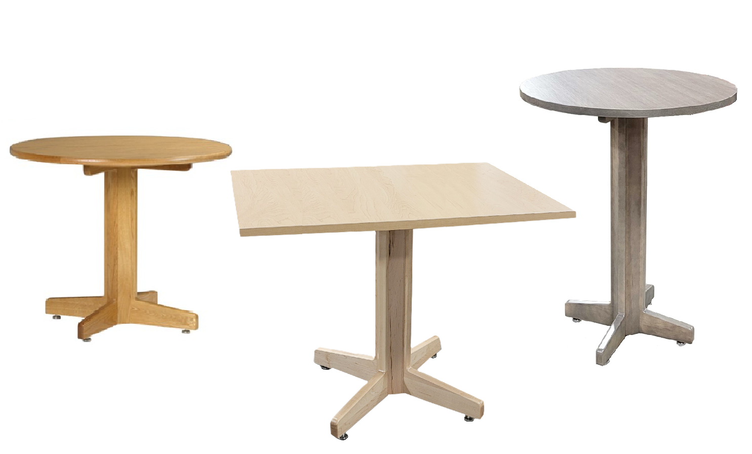 Wood Pedestal Base Tables - Multiple Options