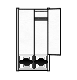 Woodcrest Double Door Wardrobe w/ Clothes Rod and Drawer Various Options Available - Image 3