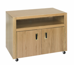 Woodcrest Media Stand w/2 Doors, Shelf Behind Doors & Top Shelf