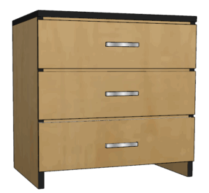 Contempo 3 Equal Drawer Chest, 26"H