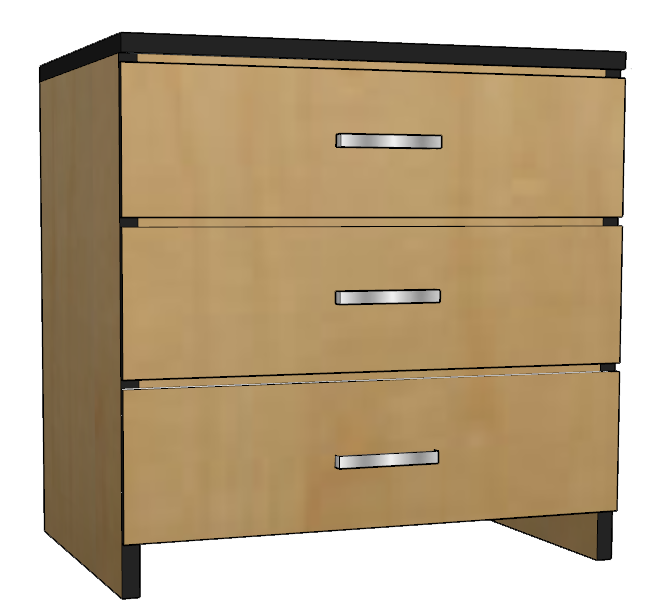 Contempo 3 Equal Drawer Chest