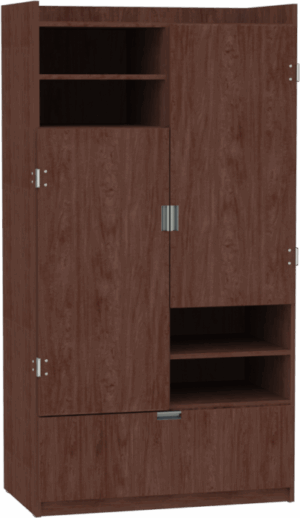 Aero 2 Compartment Wardrobe w/4 Storage Shelves & 1 Bottom Drawer