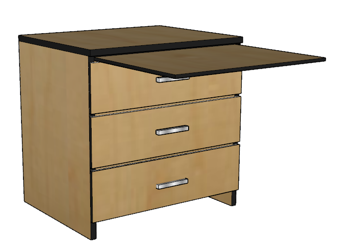 Contempo Alternative Workspace: 3 Equal Drawer storage unit/workspace w/Pull-Out Work Surface - Multiple Sizes - Image 2