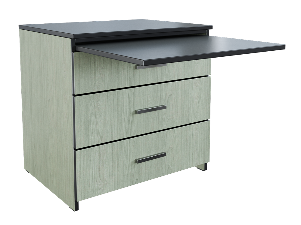 Contempo Alternative Workspace: 3 Equal Drawer storage unit/workspace w/Pull-Out Work Surface - Multiple Sizes
