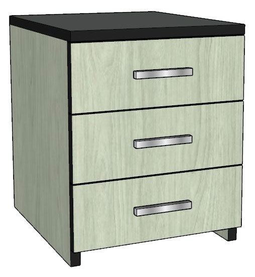 Contempo Pedestal/Nightstand with Three (3) Equal Drawers