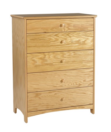 Shaker 5 Drawer Chest w/4 Equal Size Drawers & Smaller Top Drawer
