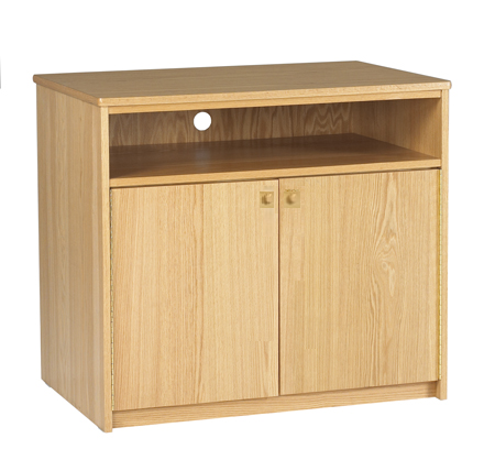 Shaker Media Stand w/2 Doors, Shelf Behind Doors & Top Open Compartment