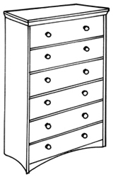 Shaker 6 Drawer Chest w/5 Equal Size Drawers & Smaller Top Drawer