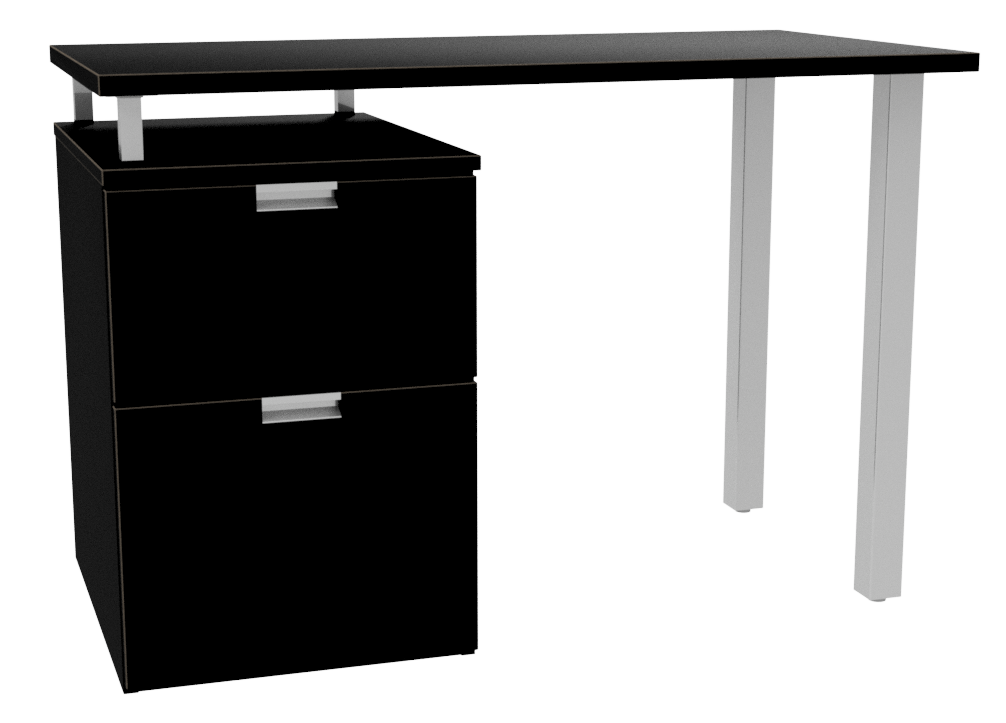 Urban Pedestal Desk with Metal Open Leg End, 1 Box Drawer & 1 File Drawer - Image 2