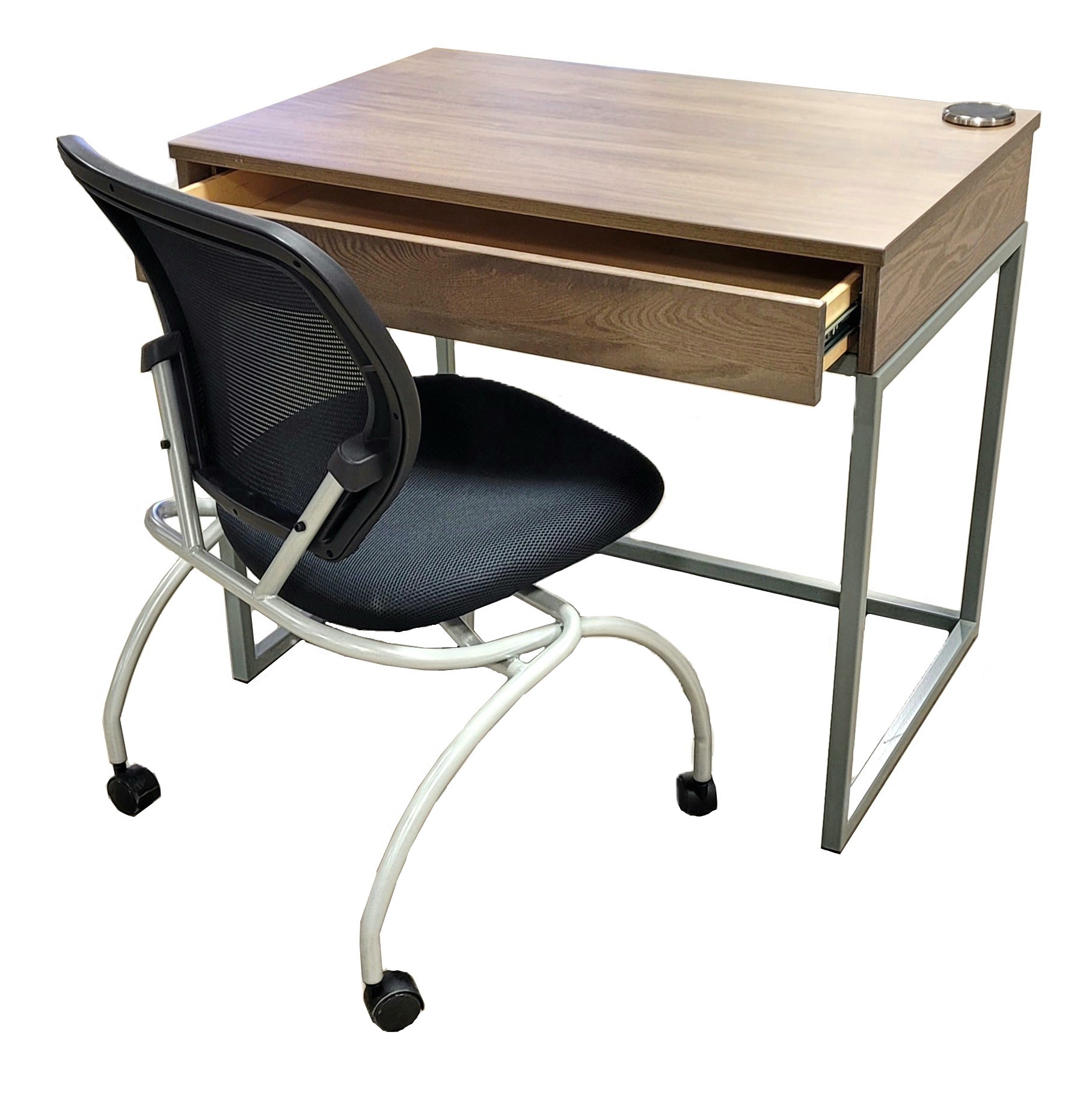 Urban Study Desk with Pencil Drawer, Metal Base, 36"W - Image 3